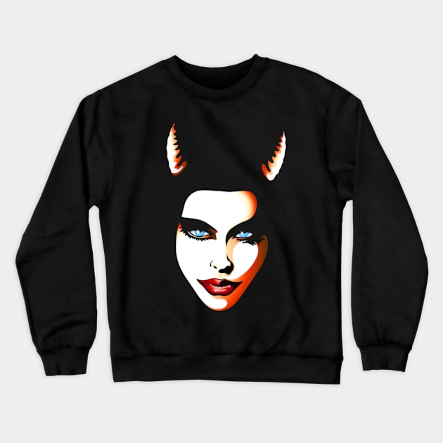 Bad Girl Evil Devil Crewneck Sweatshirt by BluedarkArt